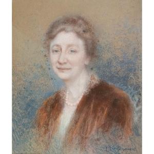 Lucien Lévy-dhurmer (1865 - 1953) - Portrait Of A Woman In Pastel On Paper