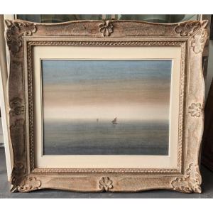 Fayçal Beyrouti, Painter In Honfleur Watercolor On Paper (framed)