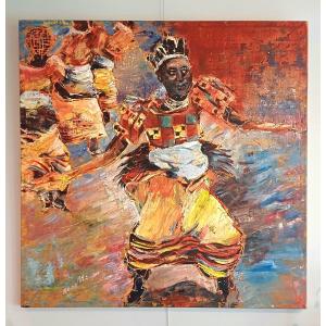 Canvas By Collin Sekajugo Is A Contemporary Ugandan Artist. Self-taught “queen Dancers”