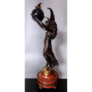 Large Allegorical Bronze Clock Signed Carrier-belleuse, Ed. Bernoux, Mvt Ad Mougin