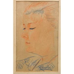 Portrait Woman Art Deco Colored Pencils