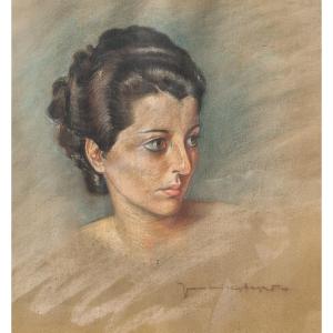 Pastel Portrait Of A Woman From The 1930s