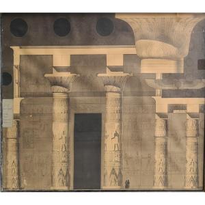 Elevation Of An Egyptian Temple By Georges Luquiens, Architect