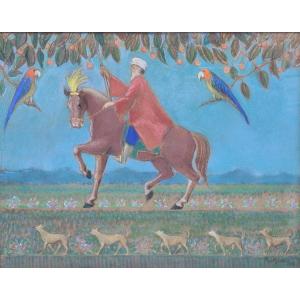 Persian Horseman By Swiss Artist Gustave Poetzsch