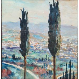 View Of Italy (fiesole) By Georgette Agutte