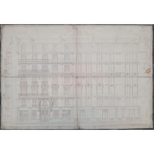Elevation Of 91 Rue Lafayette In Paris - Architectural Drawing 