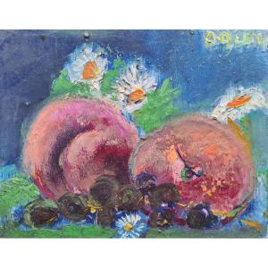 Still Life With Peaches By Marie-louise Ogier