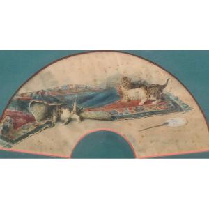 Cat Fan By Eugène Louis Lambert