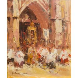 Religious Procession In Bilbao By Frederico Echevarria