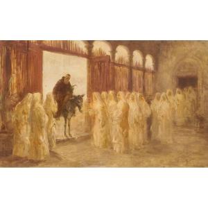 The Monk's Arrival At The Convent, Sketch By Francesco Bergamini