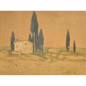 Henri Deluermoz Mediterranean Landscape