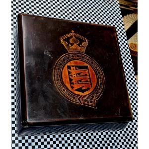Large Box Case Lacquered Box Late XIX Eme Beginning XX Eme With Lacquer Coat Of Arms