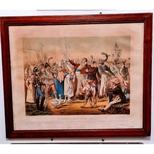 Big Etched Water Print In Aquatint XIX E The Coronation Of A Rosiere, Firefighters Gendarme ...