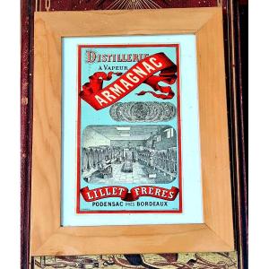  Litho Poster Framed Lillet Bordeaux Period 1900 Aquitaine Gironde Pub Déco Publicity