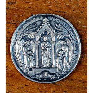 Sterling Silver Rare Baptism Medal Of H Colleville Napoleon 3 Napoleon III