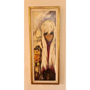 Oil Painting On Canvas Montmartre Paris Circa 50 S 60 S Place Du Tertre