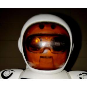 Vintage 80s 90s Cosmonaut Robot Walking On The Moon Design