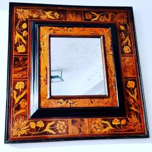 Miroir Languedocien  Marqueté De Rinceaux Feuillagés. 17e XVII éme Epoque Louis XIV Marqueterie Languedoc Grenoble Marseille Protestant Huguenod Catholique Chateau Glace Versailles