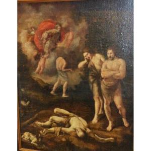 Painting Oil In Canvas ėpoque XVII Eme Siecle Abel Et Cain Circa 17 E Siecle Louis XIII Louis XIV Religion Dieu Anges Saint Esprit