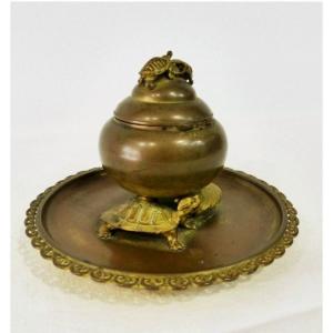 Edouard Lievre Encrier Ferdinand Barbedienne  Tortues  Chinoisant Napoléon III Japonism