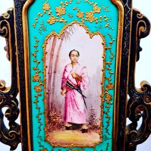 Pair Of Candlesticks In Bronze Japonism Gold & Golden Silver.