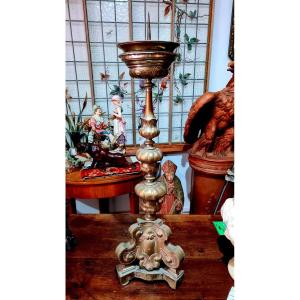 Large Candlestick Pique Baroque Candle End XVII Eme Louis XIV