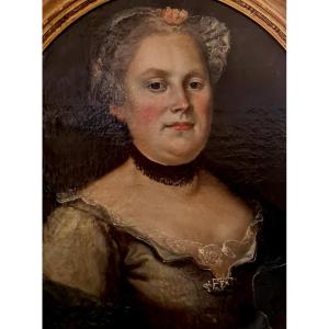 Important Panting  Oval Portrait Aristocrat Epoque XVIII Eme Century