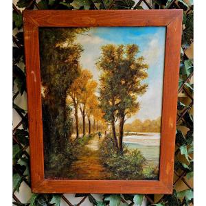 Barbizon Style Oil Painting In Its Original Condition 