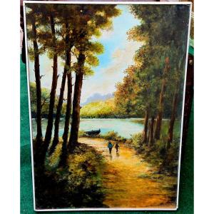 Barbizon Style Oil Painting In Its Original Condition