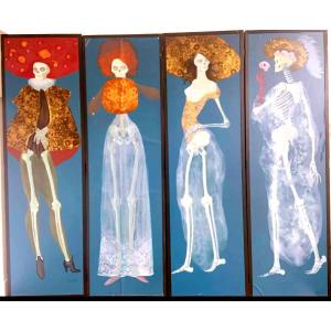 Leonor Fini Important Double-sided Screen 160 Cm High Surrealism.