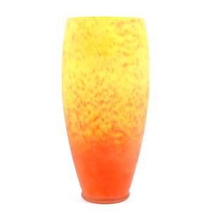 Pate De Verre Epaisse Important Vase Daum Signé Lorrain 