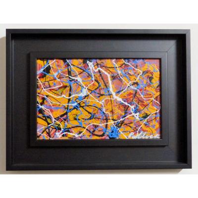 Oil On Panel Framed American Box Hsp Abstract Art Signature Apocrypha Pollock Art Contemporain Peinture A L Huile Vintage Design
