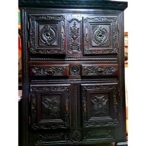 Sideboard Cabinet Wedding Carved Rare Cross Of  Saint Louis Empire Vase And Bouquet Of Flowers Four Doors Dated 1810 Empire Napoleon 1st  Napoléon Militaria  Conquest 