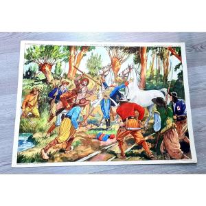 Large Poster Litho Rossignol Assassination Bara By Vendéens Chouans And Valmy Revolution Francai