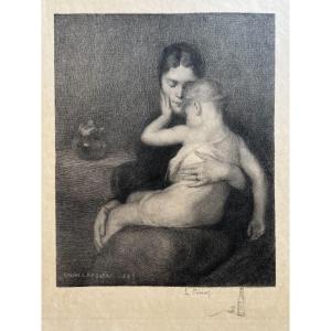 Lucien Penat - "the Sick Child" After Eugene Carriere - Etching