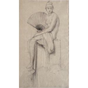 Elie Nonclercq - Model With A Fan - Drawing