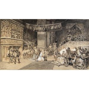 Ludovico Marchetti - Before The Tournament - Drawing