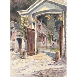 Louis Trinquier - The Gate Of The Park Of Marly-le-roi - Watercolor