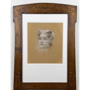 Edgard Maxence - Portrait Of A Woman - Drawing