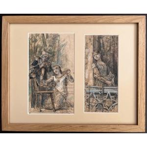 Léon Comerre - Pair Of Drawings After Romeo And Juliet