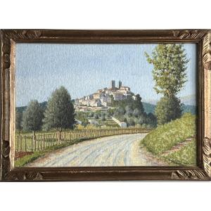 Lucien Paulus - The Village Of Biot - Watercolor