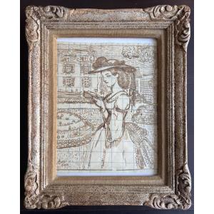 Charles Guerin - Reading In The Park - Drawing