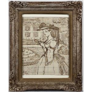 Charles Guerin - Reading In The Park - Drawing