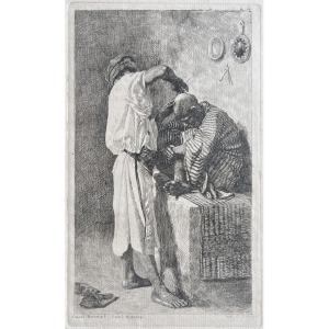 Frédéric Régamey After Léon Bonnat, The Turkish Barber, Etching