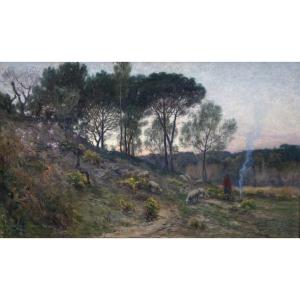 Edmond Yarz (1845-1920) - Twilight - Oil On Canvas