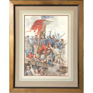 Gustave Bourgain (1856-1918) - Le Vengeur - Watercolor On Paper