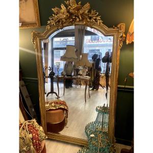 Louis XVI Style Mirror In Stucco And Gilded Wood