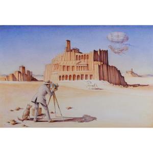 André Toussaint (1923-2006). Drawing." The Photo Competition "surrealism. 1986 Photographer And Unicorn