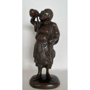 An Asian Man Drinking From His Gourd, Bronze Subject