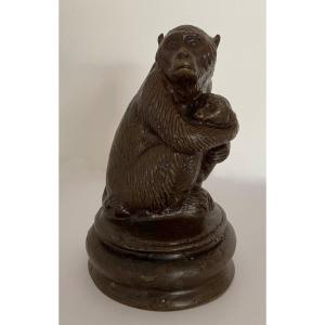 Mother Monkey And Her Baby, Bronze Subject